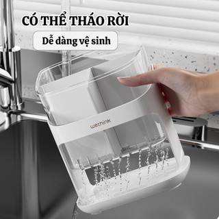Hộp đựng đũa muỗng để bàn có khay hứng nước thoáng khí, Khay đựng đồ nhà bếp tiện lợi ngăn ẩm mốc