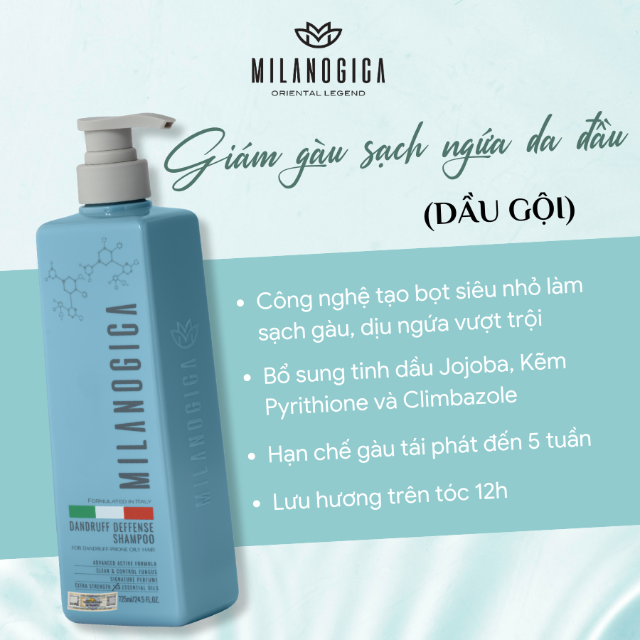 Ảnh Dầu Gội/ Dầu Xả hương nước hoa Milanogica 725ml Phục hồi hư tổn, Giảm gàu sạch ngứa da đầu sạch bã nhờn 2