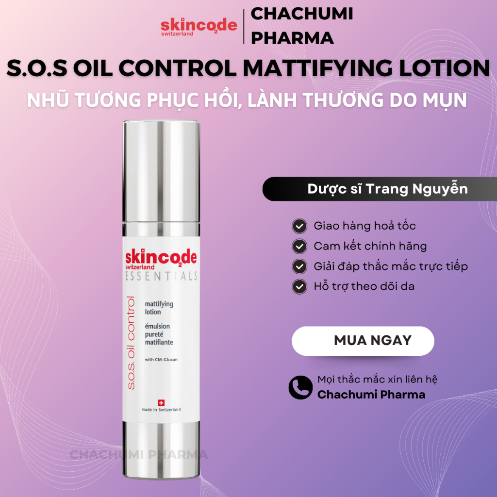 Skincode Essentials S.O.S oil control mattifying lotion Nhũ tương cân ...
