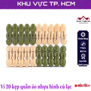 Vỉ 20 kẹp quần áo chất liệu nhựa, hình củ lạc - siêu bền, tiện dụng