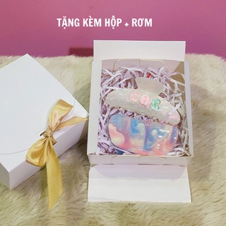 (Tặng hộp quà miễn phí) Kẹp Tóc Vân Đá Xà Cừ Đổi Màu Custom Tên Theo Yêu Cầu, Phụ Kiện Hottrend 2024