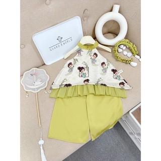 Sét yếm bé gái kèm tuban sz 10-30kg, sét đồ bé gái yếm+quần+tuban