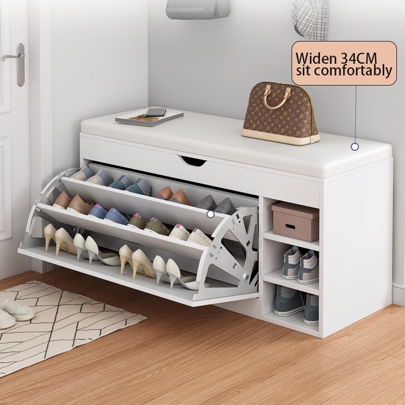 SUNNY Tủ Giày Gỗ Cánh Lật Cao Cấp Kết Hợp Nệm Ghế Ngồi Mang Giày