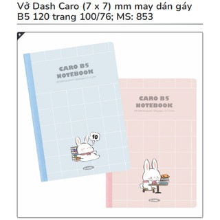KLONG - Vở Dash Caro (7 x 7) mm may dán gáy B5 120 trang 100/76; MS: 853 ♥ Caro ô to, tập kẻ ô