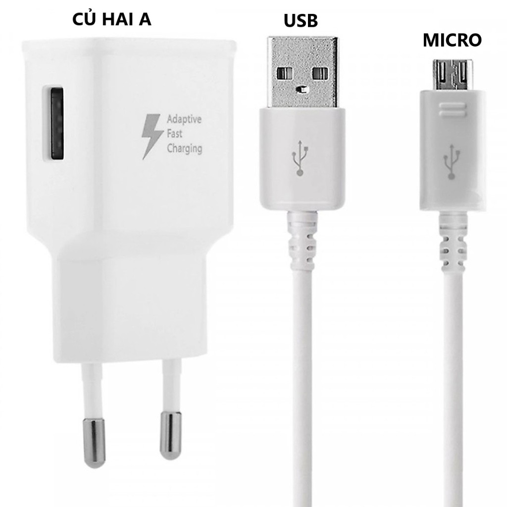 ( Củ 2A Rời & Cáp USB Micro Rời ) Bộ Sạc 5W - 7W Cho Dòng Sam.Sug Đời ...