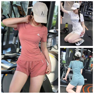 Bộ tập nữ quần 2 lớp có túi khoá sườn áo có lưới thông khí chất mát co giãn set đi bơi