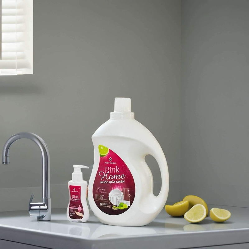 NƯỚC RỬA CHÉN PINK HOME HƯƠNG SẢ CHANH - MUA 1 CAN TẶNG 1 NƯỚC RỬA TAY (Can to 3,6 lít)