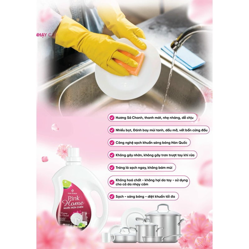 NƯỚC RỬA CHÉN PINK HOME HƯƠNG SẢ CHANH - MUA 1 CAN TẶNG 1 NƯỚC RỬA TAY (Can to 3,6 lít)