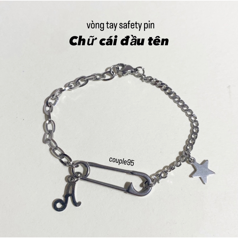 Vòng tay unisex safety pin chữ cái đầu tên | Shopee Việt Nam