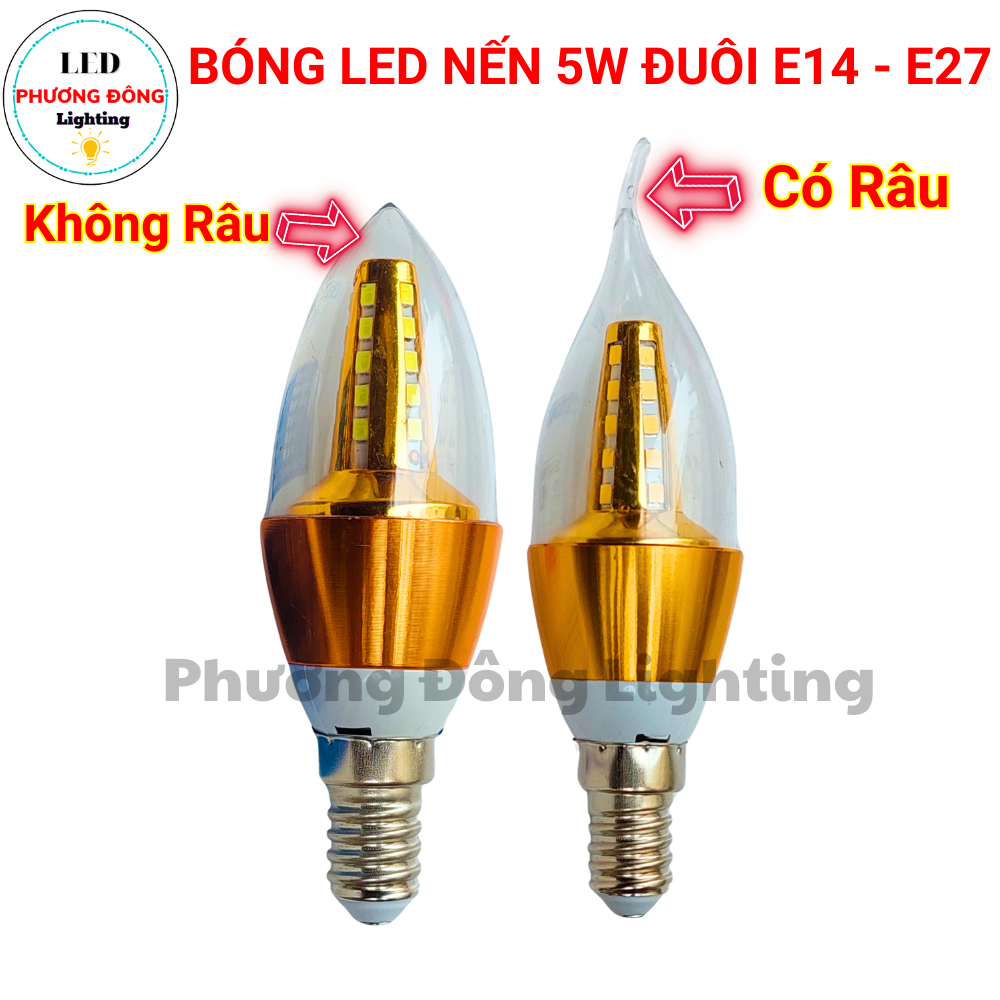 COMBO 2 Bóng Đèn LED Nến (Quả Nhót) Dùng cho Đèn Chùm - Đuôi E14, E27