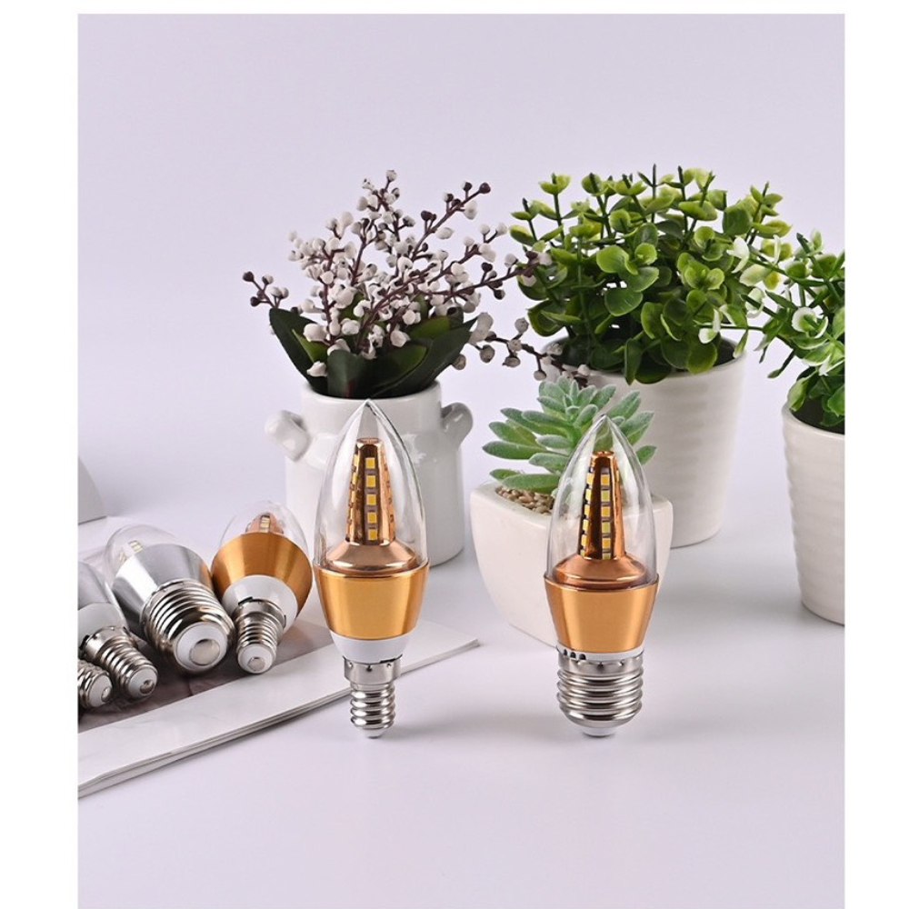 COMBO 2 Bóng Đèn LED Nến (Quả Nhót) Dùng cho Đèn Chùm - Đuôi E14, E27