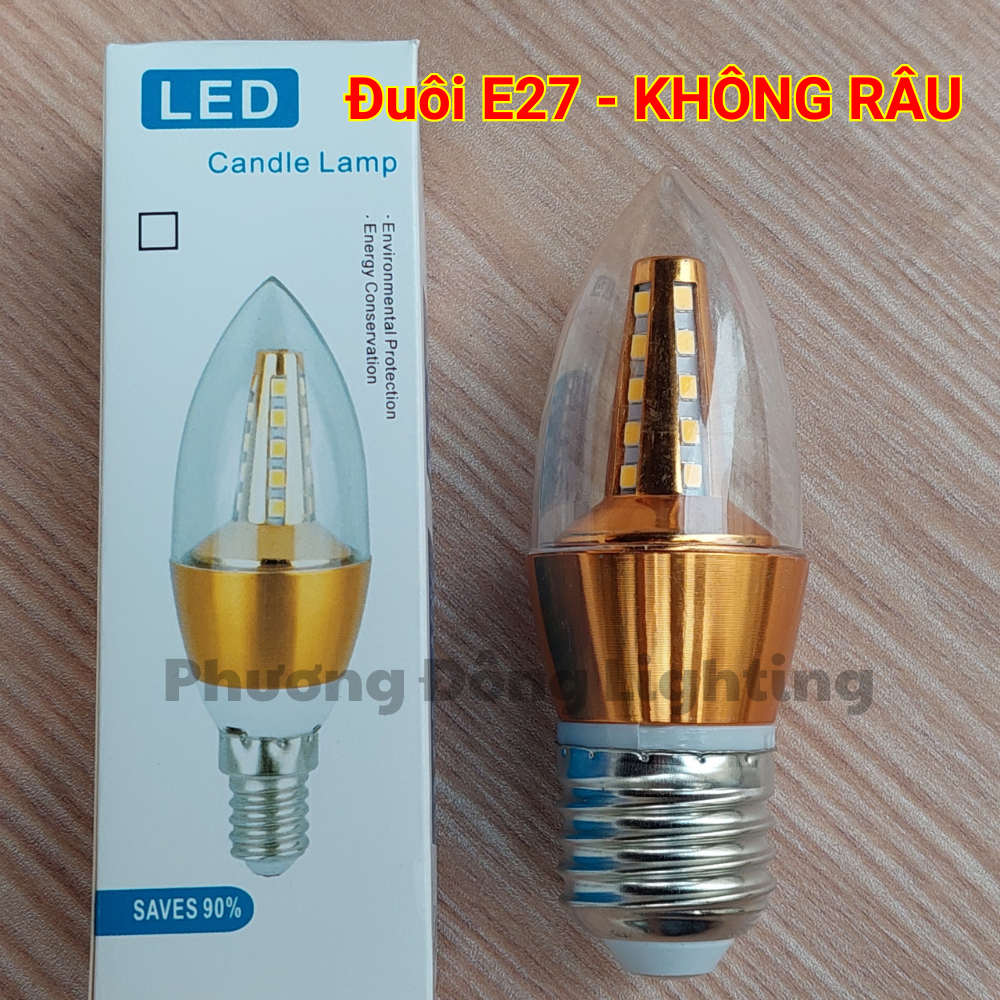 COMBO 2 Bóng Đèn LED Nến (Quả Nhót) Dùng cho Đèn Chùm - Đuôi E14, E27