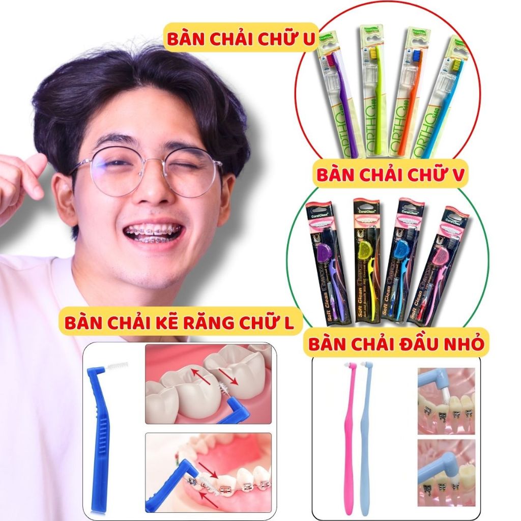 Bàn Chải Đánh Răng Chỉnh Nha Chữ V, Bàn Chải Chữ U, Bàn Chải Đầu Nhỏ, Bàn Chải Kẽ Răng Chữ L, Bàn Chải Niềng Răng