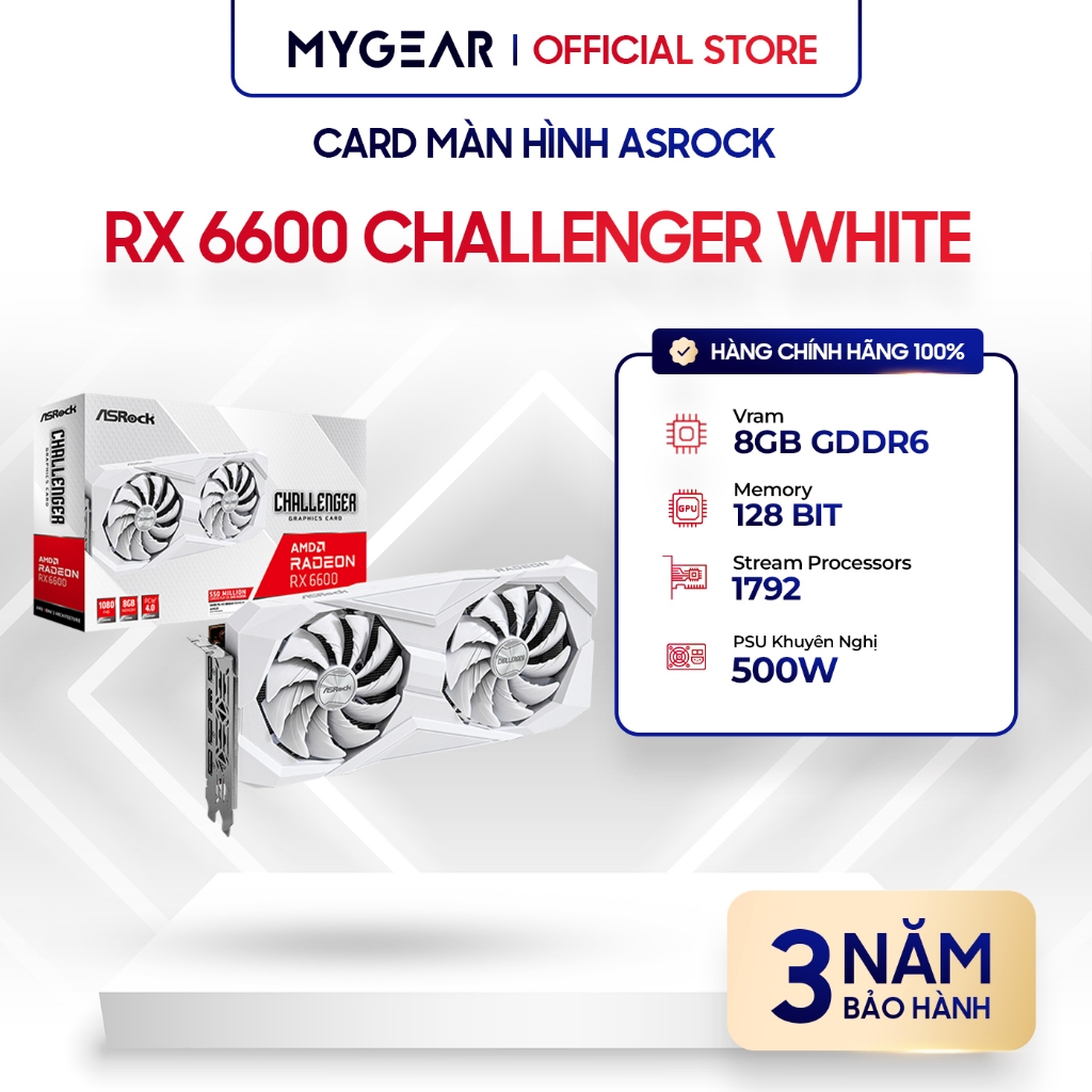 Card Màn Hình - Asrock AMD Radeon™ RX 6600 Challenger D Black / White ...