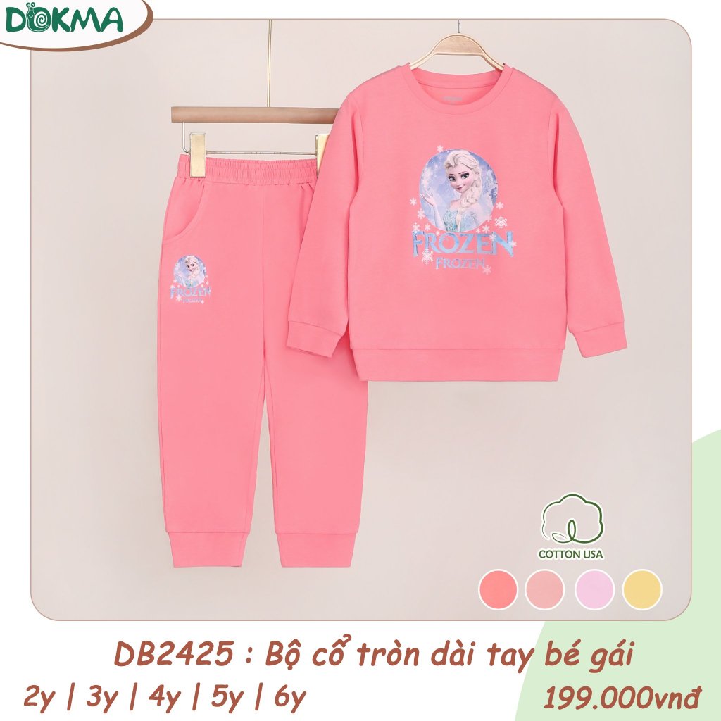 (11-25kg, 2-6Y) Bộ Dài Tay Bo Gấu Dokma Bé Gái DB2425 DB3083 DB3086 DB3082