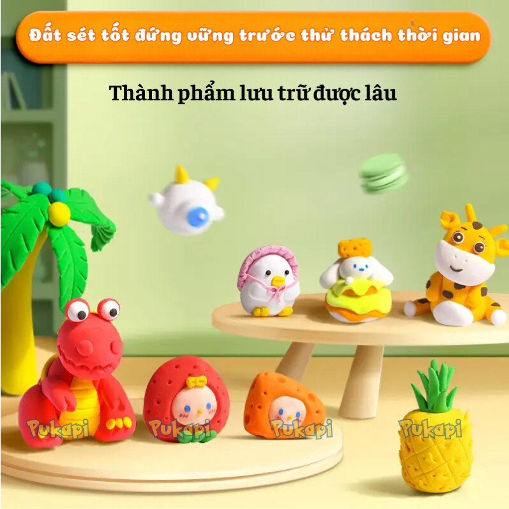 Đất Sét Tự Khô Đất Sét Nặn Cho Bé Đất Nặn Mỹ Thuật Đất Sét Khô Tạo Hình Set 36 Màu-Đồ Chơi Cho Bé PUKAPI