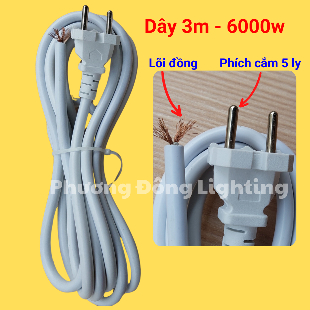 Dây nguồn chịu tải cao 6000w - 3m/5m/8m Lõi đồng