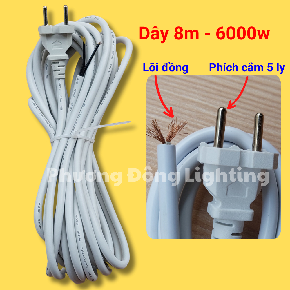 Dây nguồn chịu tải cao 6000w - 3m/5m/8m Lõi đồng