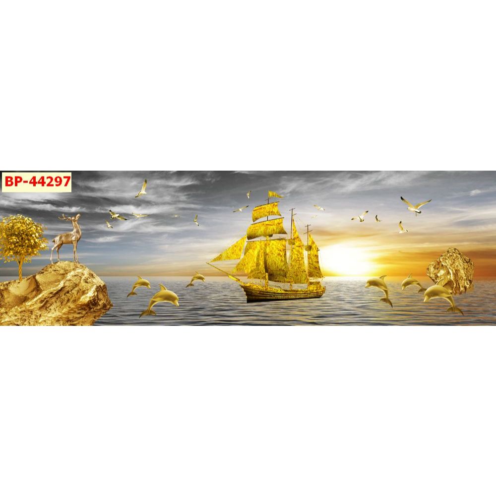 Tranh Thuận Buồm Xuôi Gió, Tranh dán tường 3d vải lụa trang trí phòng...
