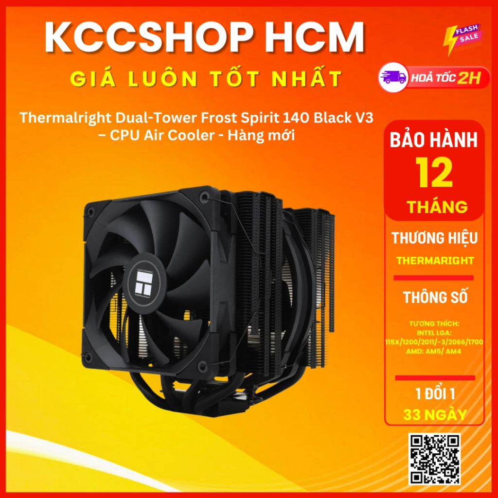 Thermalright Dual-Tower Frost Spirit 140 Black V3 – CPU Air Cooler ...