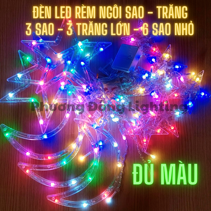 Đèn LED rèm ngôi sao trang trí 6 sao lớn, 6 sao nhỏ Trang trí Noel - Lễ ...