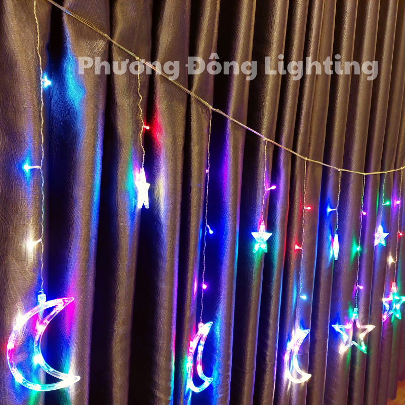 Đèn LED rèm ngôi sao trang trí 6 sao lớn, 6 sao nhỏ Trang trí Noel - Lễ - Tết