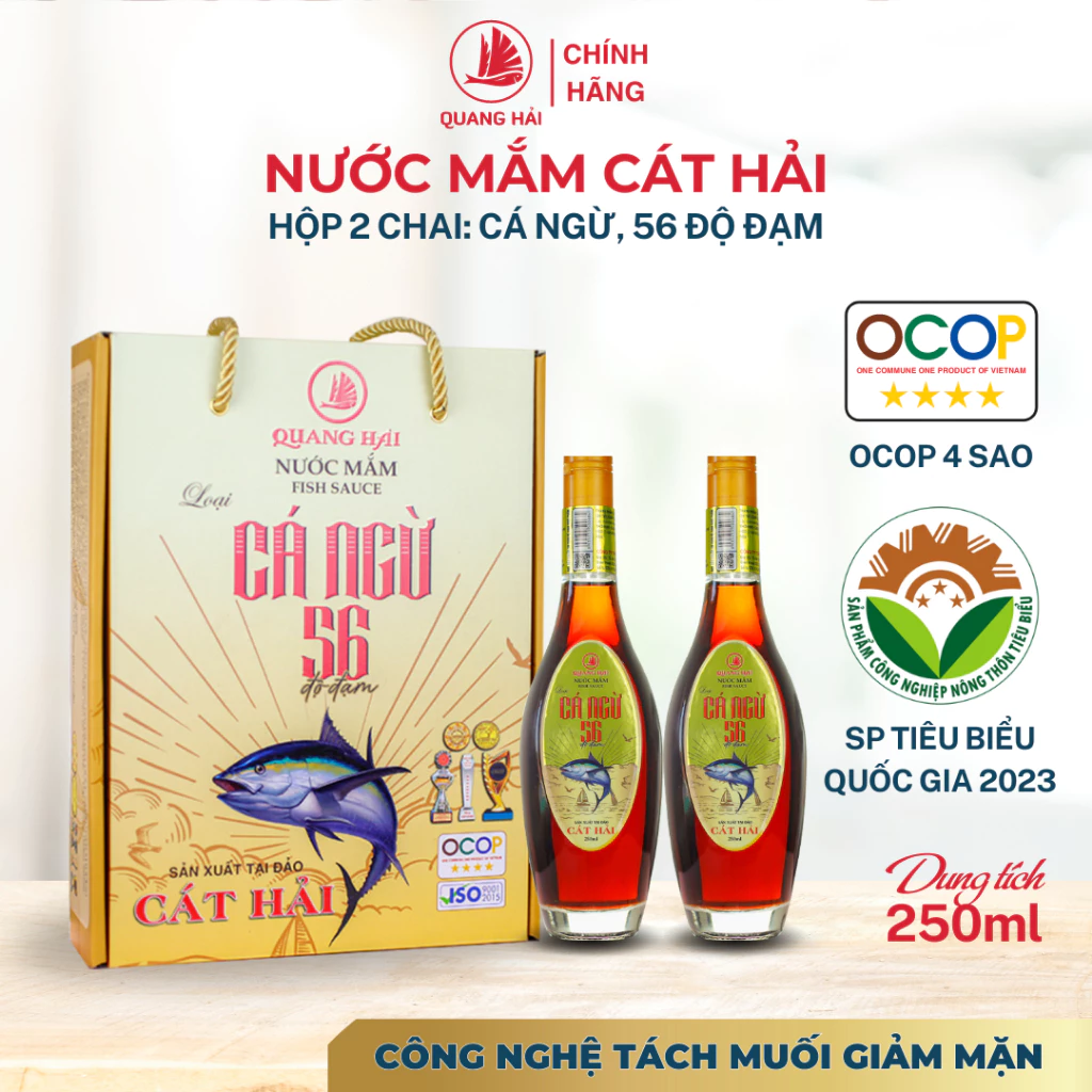 Nước Mắm Cá Ngừ Cát Hải Quang Hải 56 Độ Đạm OCOP 4 Sao - Tinh Hoa Biển Cả, Đậm Đà Hương Vị Quê Hương