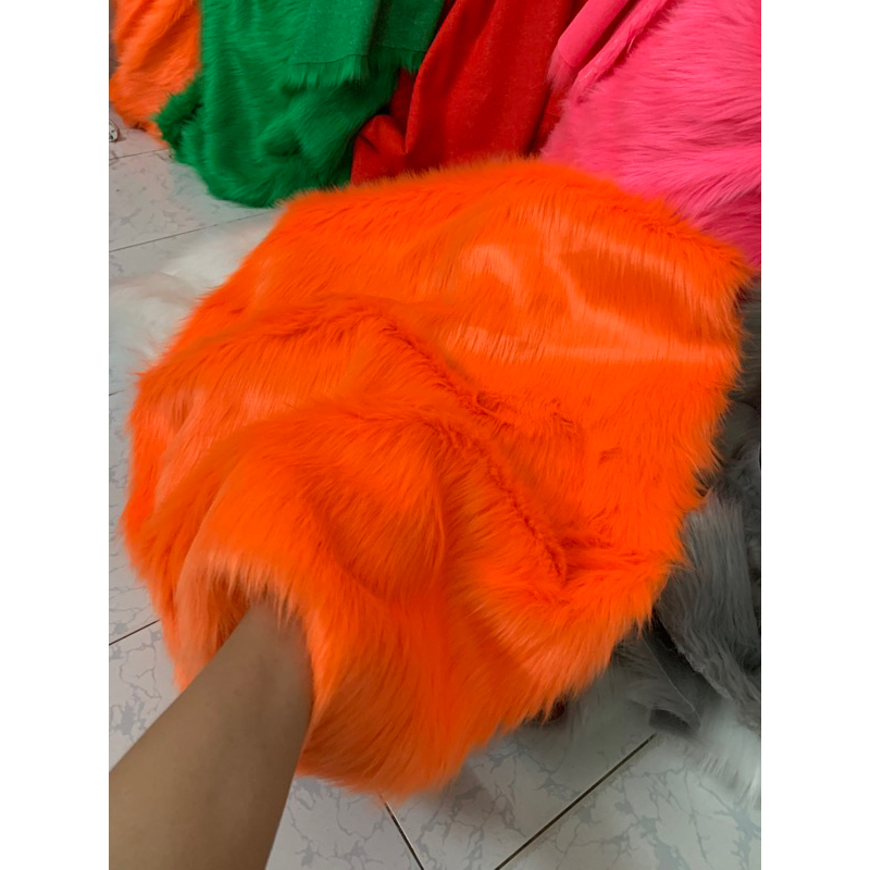 Thảm Lông Dài Màu Cam - Trải Bàn Bệt - Chụp Hình