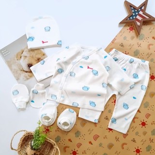 Bộ dài sơ sinh cúc chéo bao gồm nón vớ chính hãng Bunnybaby