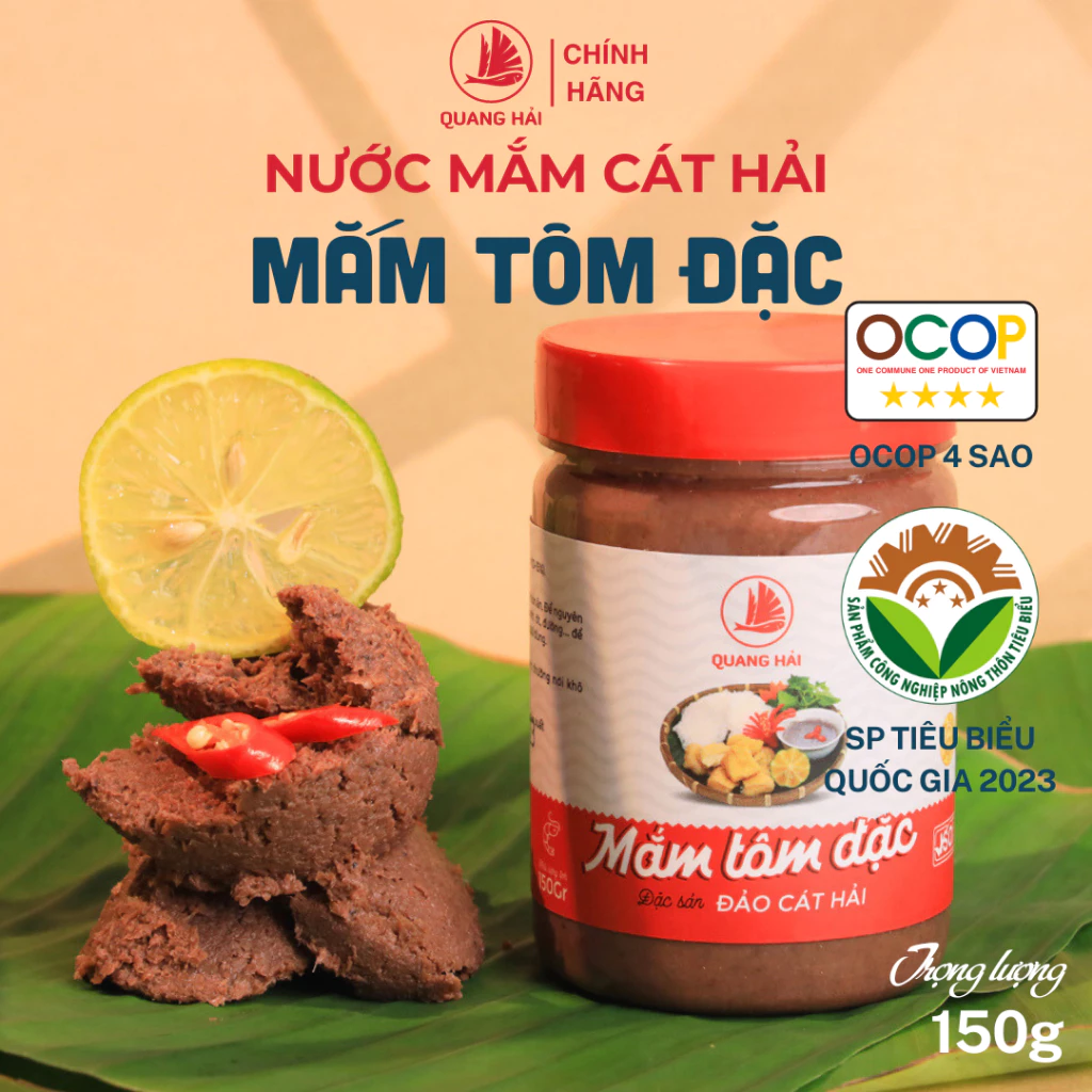 Mắm Tôm Đặc Cát Hải - Quang Hải,OCOP 4 Sao, Hương Vị Khác Biệt, Tiện Dụng Khi Mang Theo, 150gram