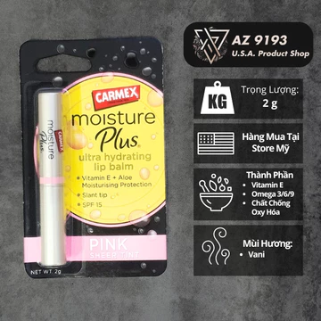 [Nội Địa Mỹ] Son Dưỡng Có Màu CARMEX, Màu Hồng, 2g, SPF 15 - Dưỡng Ẩm, Làm Mềm, Chống Nắng - Az9193