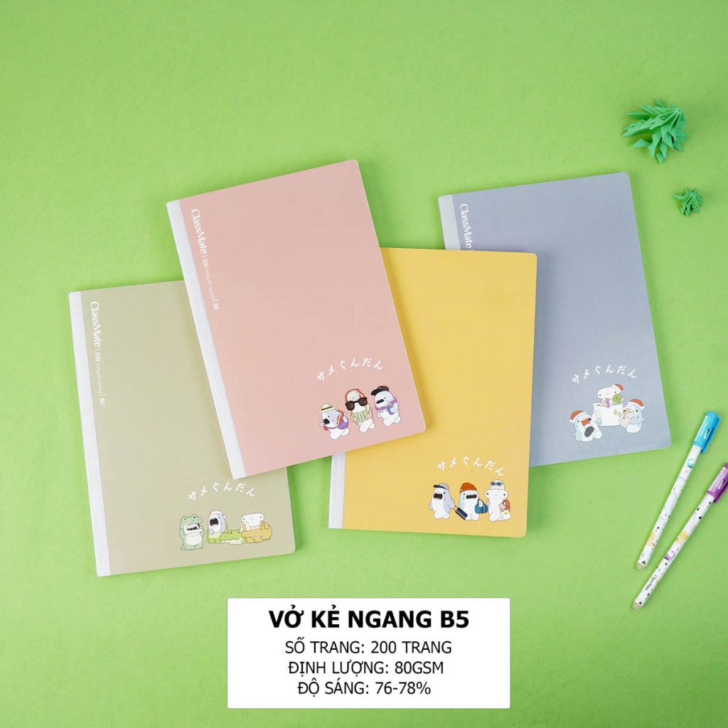 Vở Kẻ Ngang Classmate - 1 Quyển - Vở B5 100/200 Trang, 80gsm, Vở May Gáy B5 Bìa Fish Chống Nước, Giấy Chống Lóa Mắt