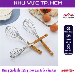 * Cán trúc * Dụng cụ đánh trứng inox cán trúc cầm tay - đa năng, tiện dụng