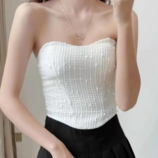 Áo bra quây ren gân nổi không dây kèm mút đệm ngực 7699
