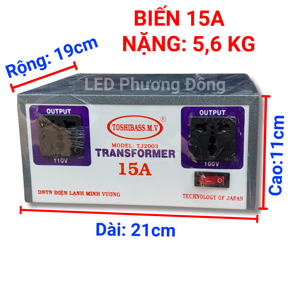 Biến thế biến áp chuyển đổi nguồn điện 220V sang 100v - 110v - 15A - 20A - 30A