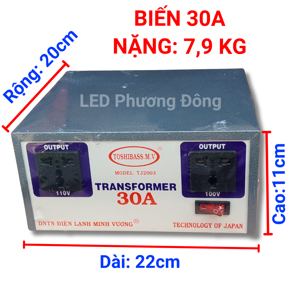 Biến thế biến áp chuyển đổi nguồn điện 220V sang 100v - 110v - 15A - 20A - 30A