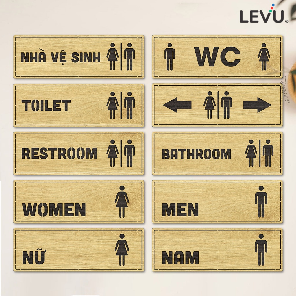 10 Mẫu bảng gỗ WC dán cửa nhà vệ sinh cao cấp có sẵn keo TL29