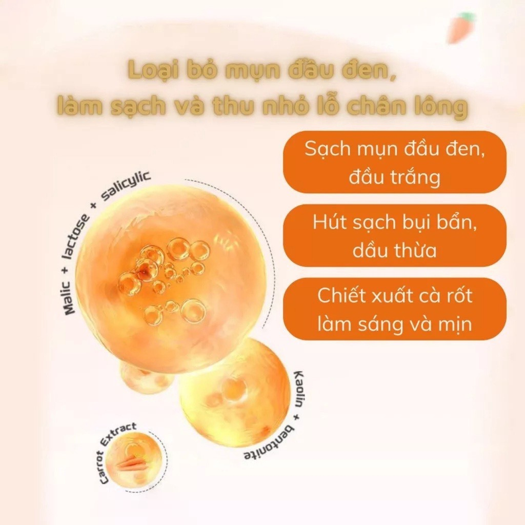 Mặt Nạ Sủi Bọt Thải Độc Cà Rốt YANFU Làm Sạch Bụi Bẩn, Mờ Thâm, Giảm Mụn Đầu Đen Hộp 12 gói MN01