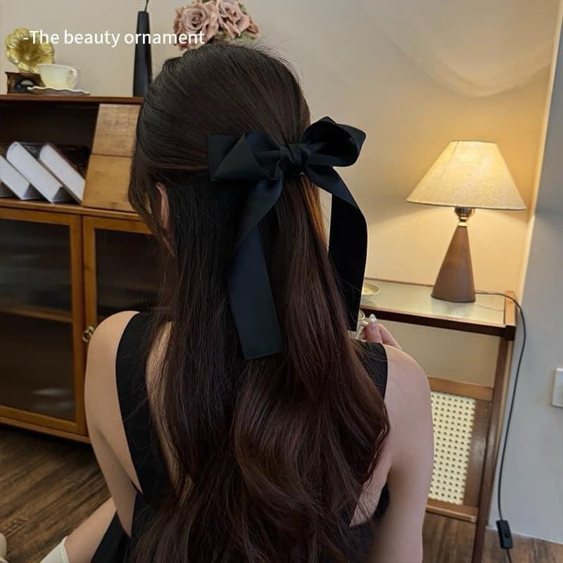 Kẹp Tóc Thắt Nơ Ruy Băng Dài Phong Cách Tiểu Thư Xinh Xắn Hàn Quốc Phụ Kiện Tóc Nữ Và Bé Gái Empoli