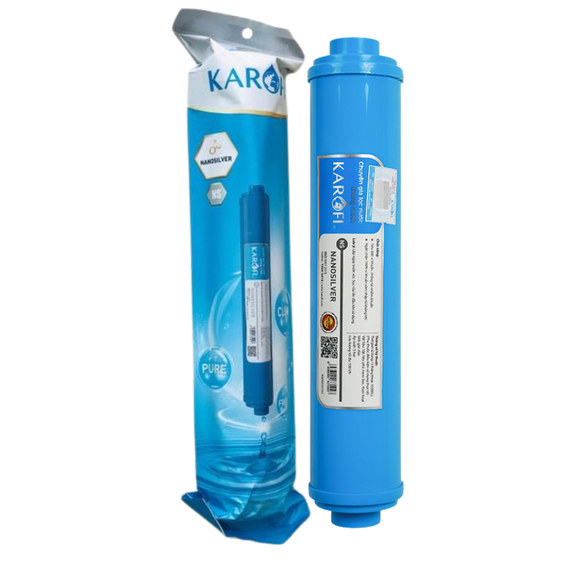 Lõi Lọc Nước Số 8 Nano Silver Plus KAROFI Tiêu Diệu Vi Khuẩn, Chống Tái Nhiễm Khuẩn Cho Nước, Hàng Chính Hãng