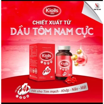Dầu tôm Kioils 350 - Hỗ trợ giảm cholesterol, triglycerid, giảm nguy cơ xơ vữa động mạch; tốt cho não, mắt (Hộp 30 Viên)