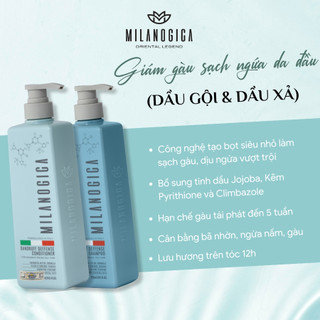 Combo Dầu Gội & Dầu Xả hương nước hoa Milanogica 355ml Phục hồi hư tổn, Giảm gàu sạch ngứa da đầu
