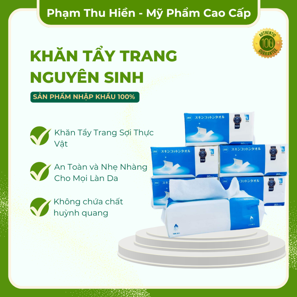 Khăn tẩy Trang Đa Năng Nguyên Sinh Nhật Bản - Có Thể Tái Sử Dụng