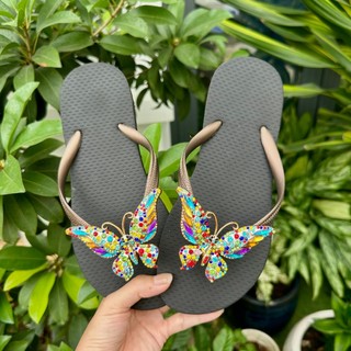 [Mũi Tròn-charm Bứm 7 màu] DÉP XỎ NGÓN NỮ GẮN CHARM BỨM MIX CÙNG 8 MÀU ĐẾ CAO SU ÊM ÁI