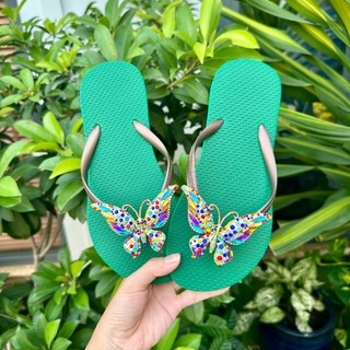 [Mũi Tròn-charm Bứm 7 màu] DÉP XỎ NGÓN NỮ GẮN CHARM BỨM MIX CÙNG 8 MÀU ĐẾ CAO SU ÊM ÁI