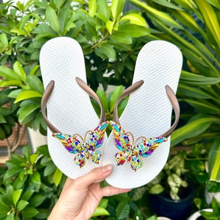 [Mũi Tròn-charm Bứm 7 màu] DÉP XỎ NGÓN NỮ GẮN CHARM BỨM MIX CÙNG 8 MÀU ĐẾ CAO SU ÊM ÁI