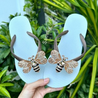 [Mũi tròn-charm Ong Vàng] DÉP XỎ NGÓN NỮ GẮN CHARM ONG MIX CÙNG 18 MÀU ĐẾ CAO SU ÊM ÁI