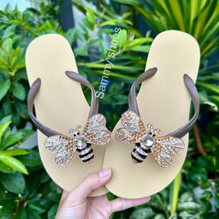 [Mũi tròn-charm Ong Vàng] DÉP XỎ NGÓN NỮ GẮN CHARM ONG MIX CÙNG 18 MÀU ĐẾ CAO SU ÊM ÁI