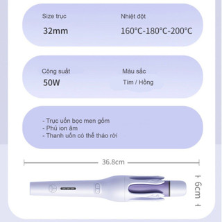 Máy uốn tóc tự động 2in1 chống bỏng Bảo Vệ Chất Tóc, Công dụng uốn xoăn và duỗi thẳng tóc phủ gốm và ion âm, trục 32mm