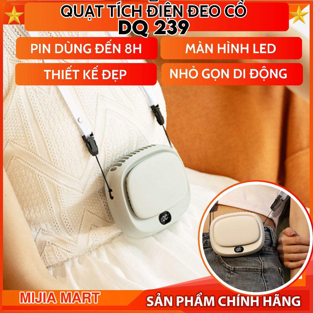 [2024] Quạt đeo cổ tích điện Desktop Fan DQ 239. Pin dùng đến 8 h. Màn ...